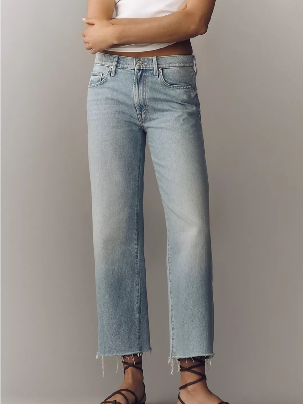MOTHER Superior Rambler Zip Ankle Straight-Leg Jeans - 30 - Color: with the band
